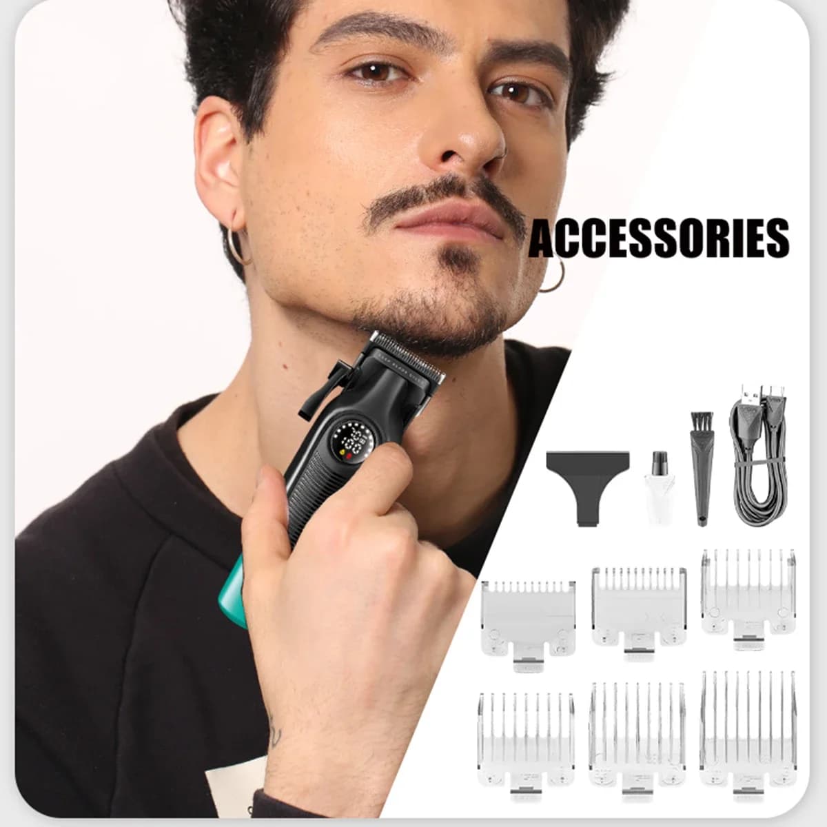 VGR V196 tondeuse à cheveux professionnelle pour hommes lame DLC affichage LED sans fil USB lame en 