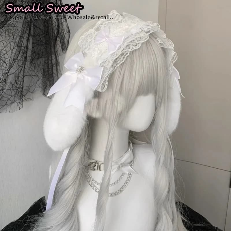 Goth lapin oreille arc bandes de cheveux Harajuku gothique Lolita Y2K fille oreilles de lapin bandea