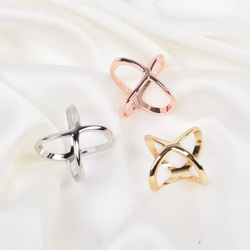 Mi Wangxing – boucle d'écharpe plaquée or, 3 pièces, multi-usages, croix creuse brillante, châle car