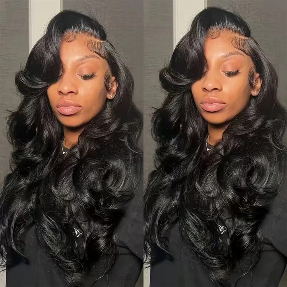 Perruques Lace Front Body Wave 13x6 en Cheveux Humains, Densité 200%, Pré-épilées, Pour Femmes Noire