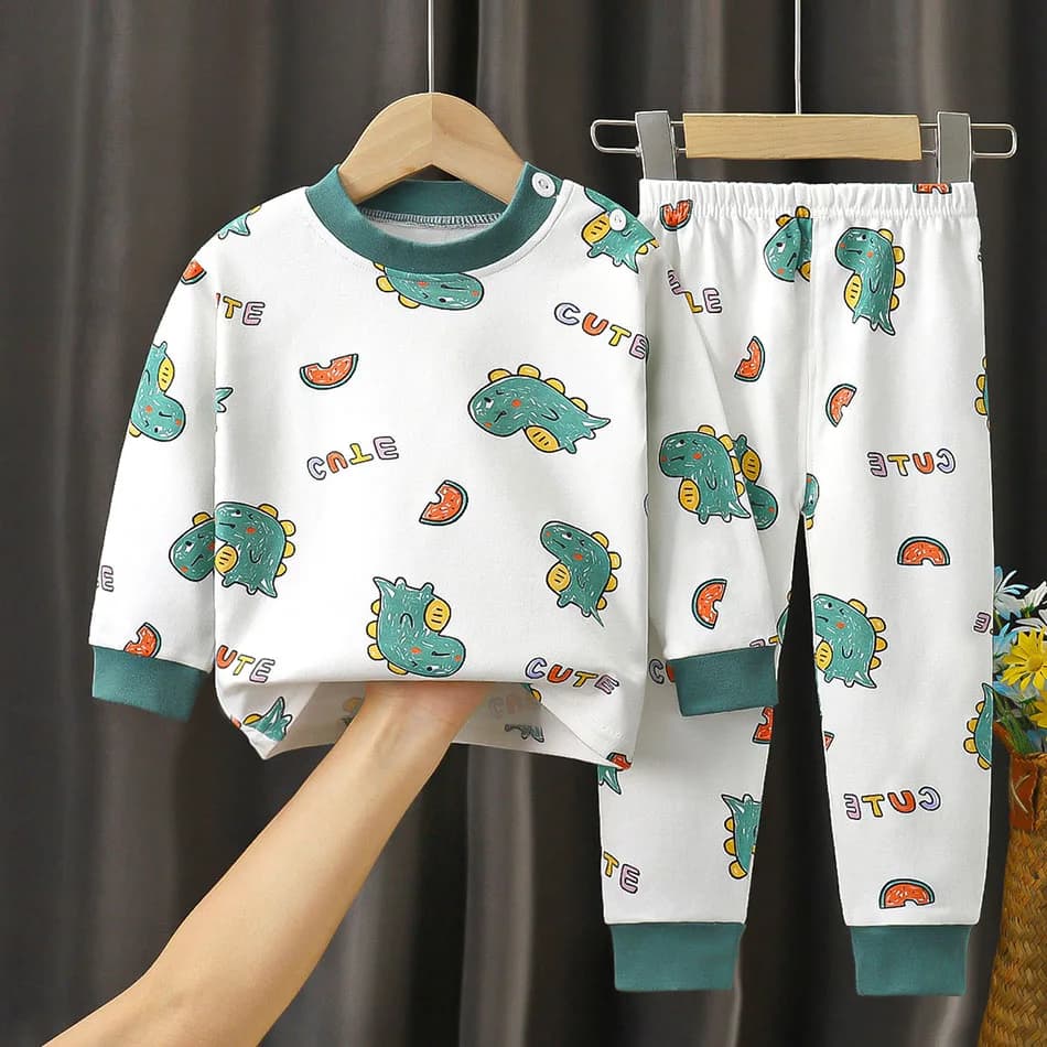 Ensemble pyjama en coton pour enfants, unisexe, doux, confortable, chaud, mignon, imprimé de dessin 