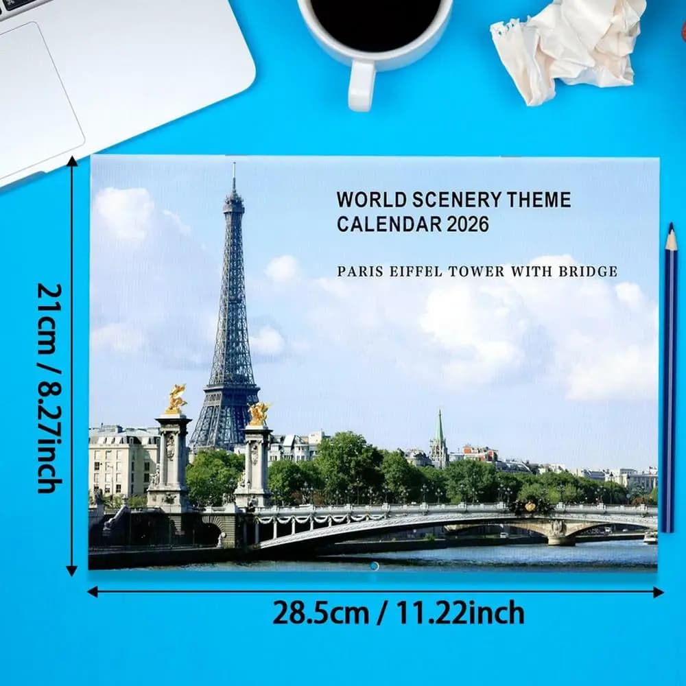 Calendrier mural mensuel 2026 avec magnifique paysage, organisateur d'emploi du temps et planificate
