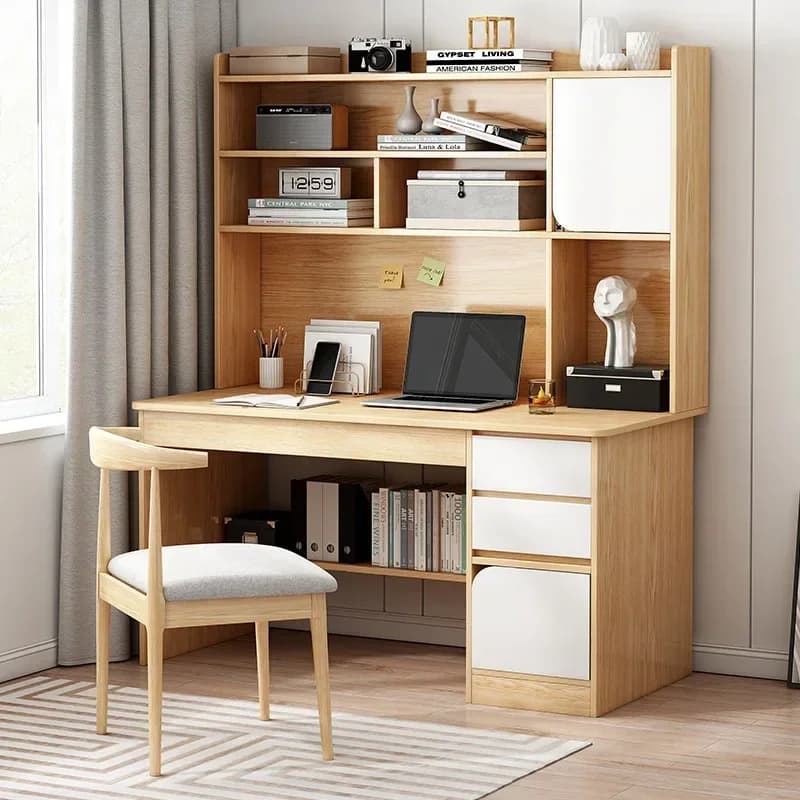 Bureau d'ordinateur tout-en-un, étagère de bureau simple, espace de rangement, bureau d'étude à domi
