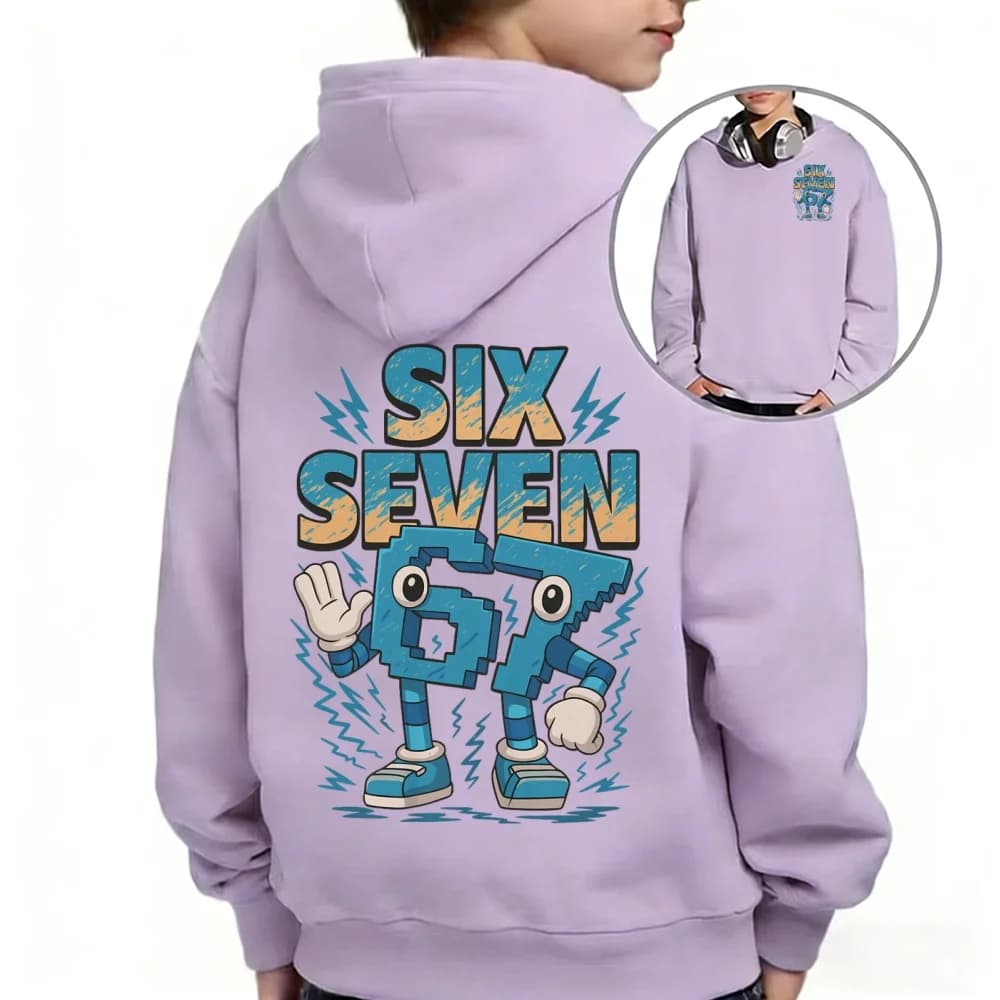 Sweat à capuche pour enfants imprimé Steal a Brainrot six or seven, chemisier décontracté à manches 
