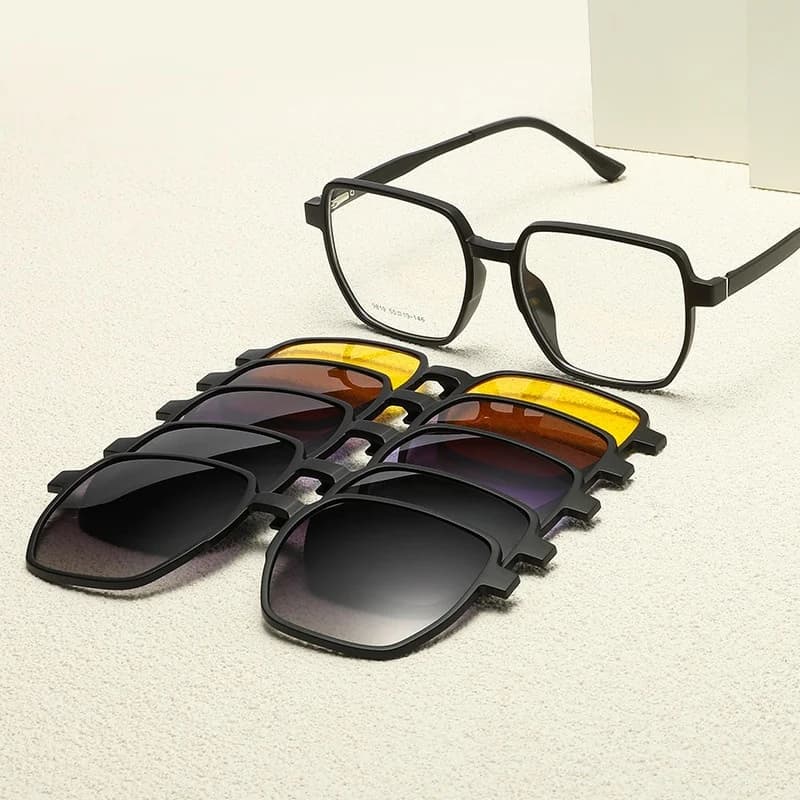 Lunettes de soleil polarisées magnétiques pour la conduite de vision nocturne pour hommes, 5 clips, 