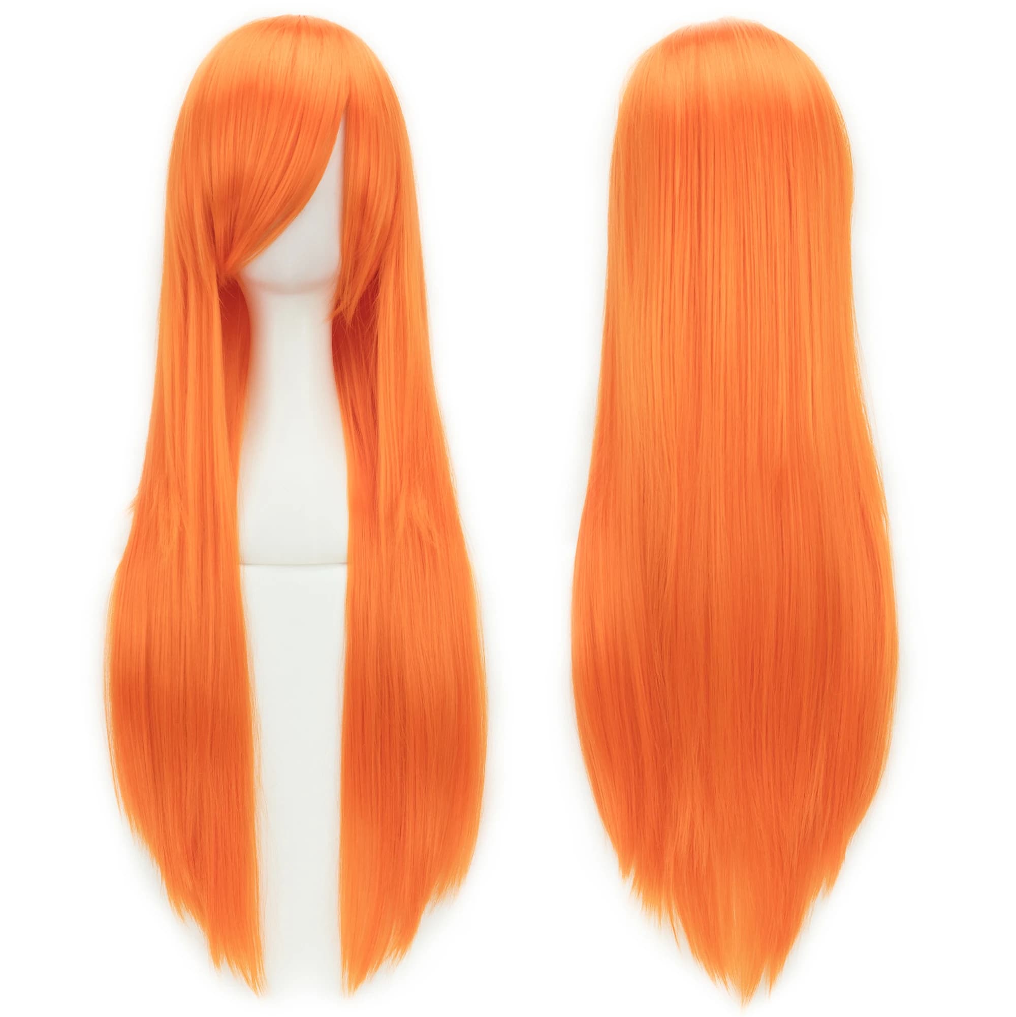 Soowee 80 cm de Long cheveux synthétiques blanc violet Cosplay perruques fête cheveux noirs perruque