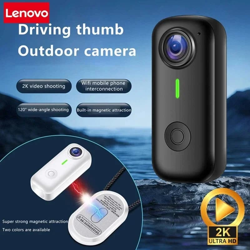 Caméra de sport extérieure Lenovo 4K 1080P, caméra de sport miniature pour casque, moto, vélo, actio