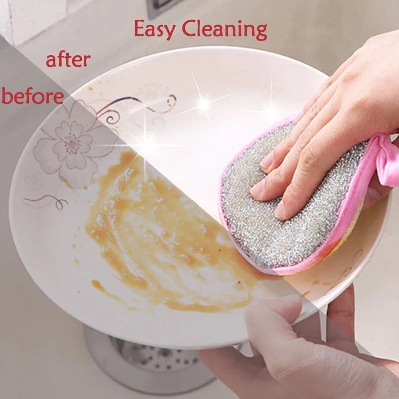 Éponge à vaisselle Double face, brosse de lavage de la vaisselle, casserole, Pot, éponges de lavage 