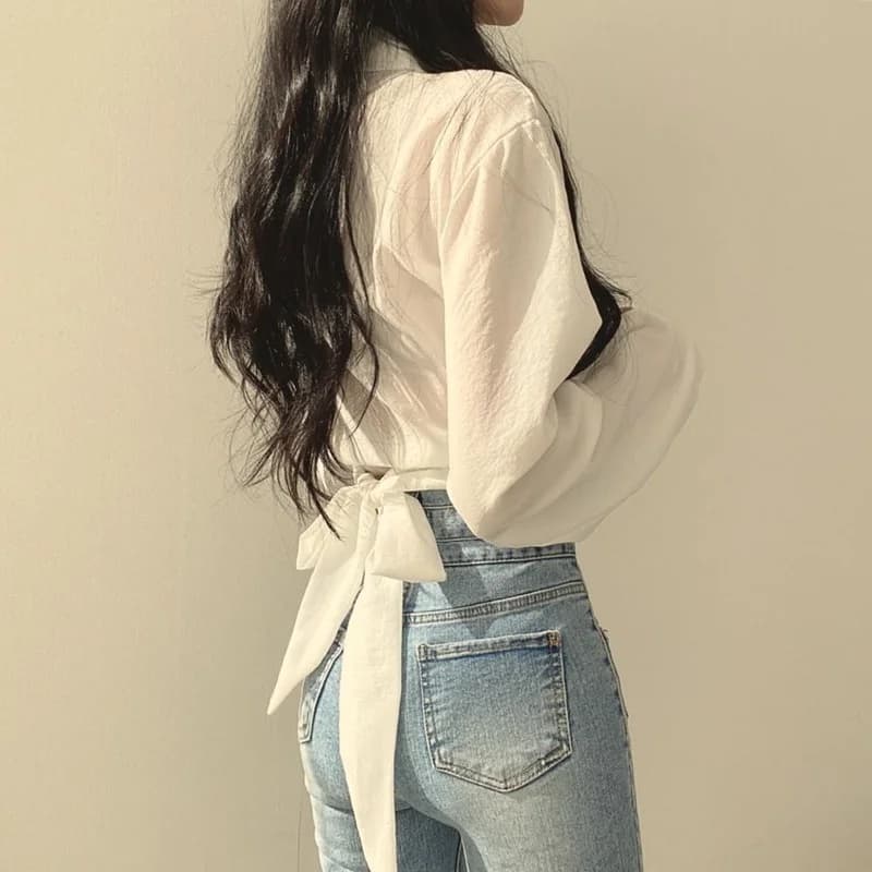 Chemises monochromes pour femmes, vêtements minces pour jeunes dames, vêtements de rue minces, monoc
