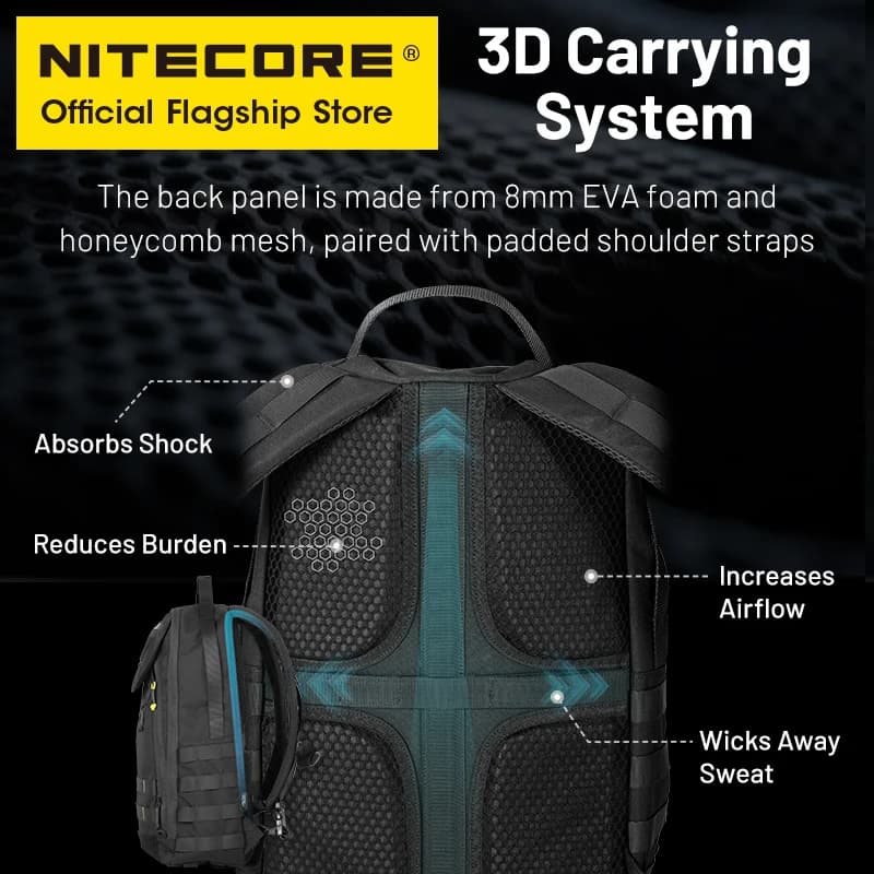 NITECORE BP23 PRO 23L sac à dos de banlieue 500D tissu plus récent Camping Trekking pêche Sport syst