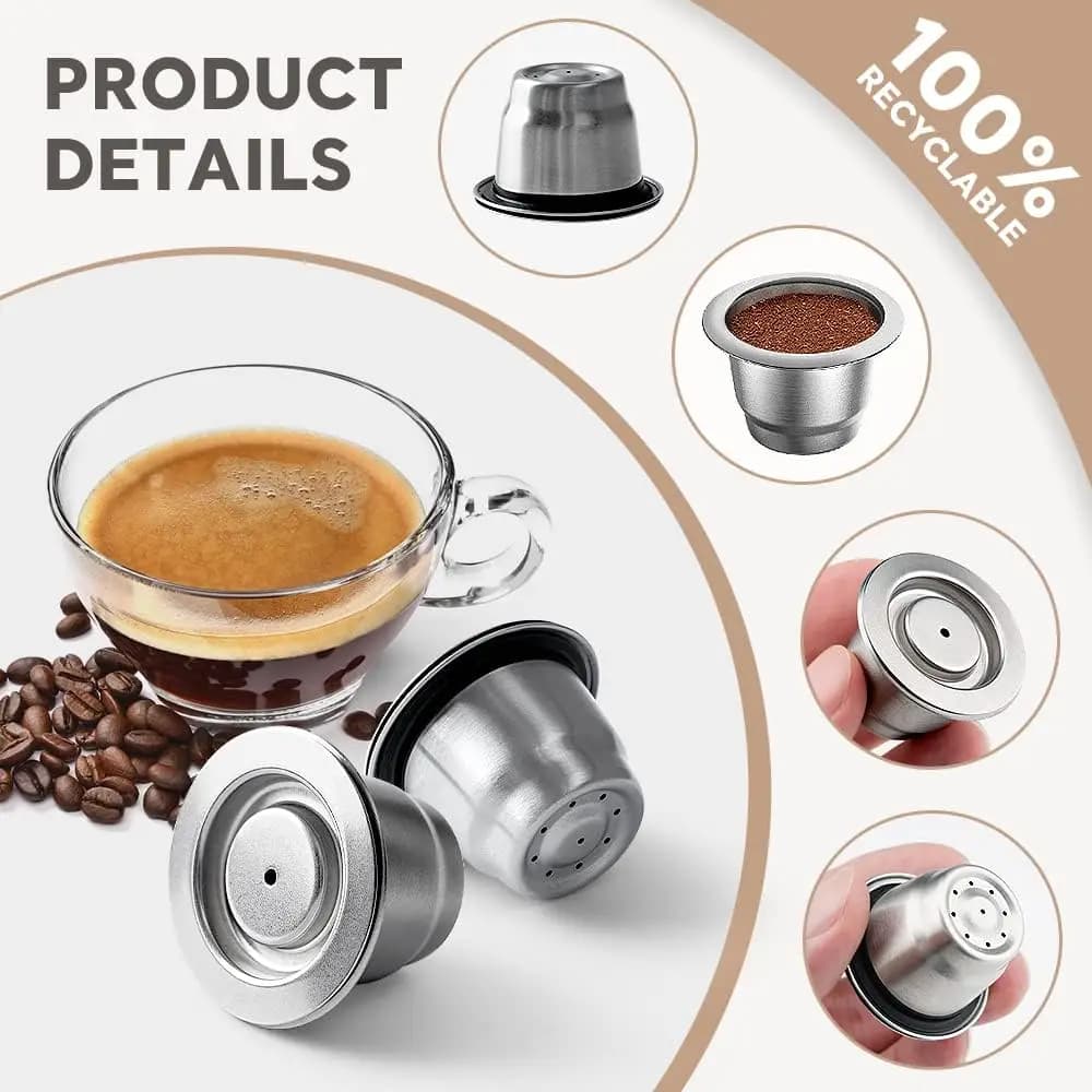 Capsule de café réutilisable pour tasses Nespresso Espresso Crema, dosettes de café rechargeables en