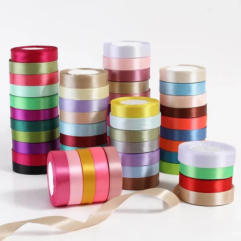 Rubans en Satin de soie pour artisanat, 25 mètres, 6mm, 10mm, 15mm, 20mm, 25mm, 40mm, 50mm, nœud, em