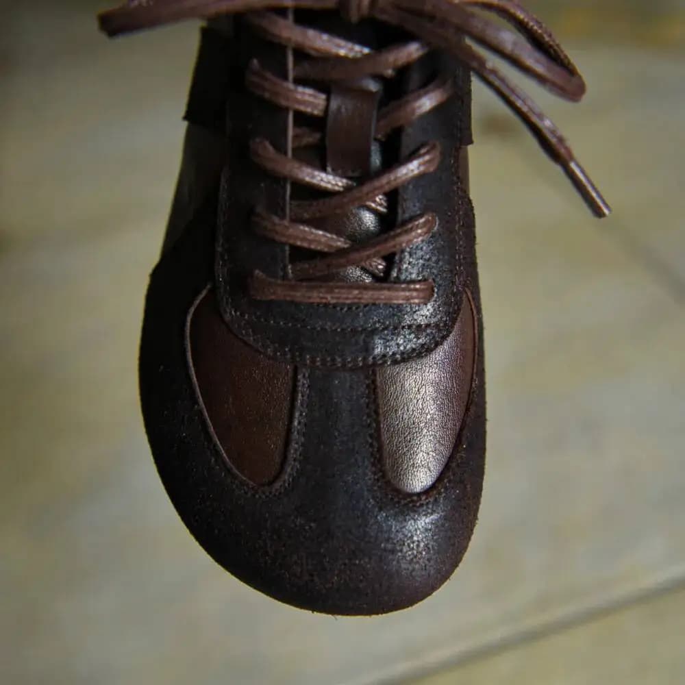 Baskets en cuir véritable pour femmes, en daim naturel, à talon compensé bas, bout rond, à lacets, d