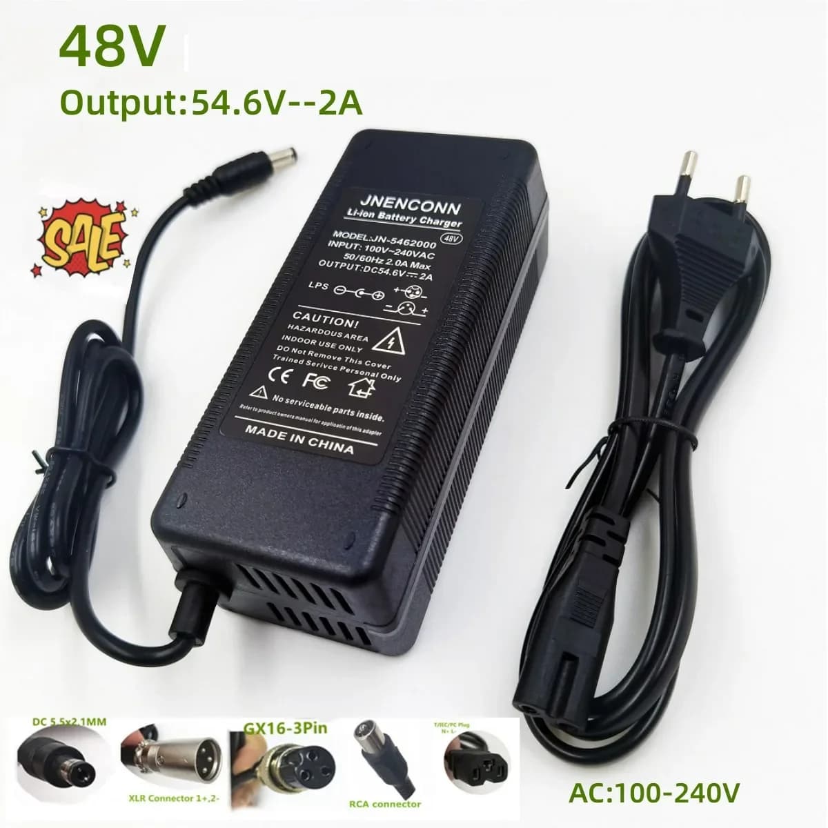 Chargeur de batterie au Lithium 54.6V 2A 48V 13S Kugoo G1, chargeur de batterie Li-ion de haute qual