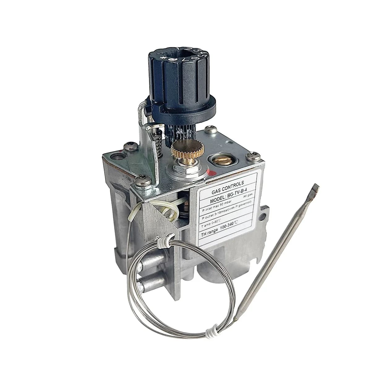 ThermoandreValve de contrôle de gaz thermostatique, modulant et arrêt, 100-340 ℃