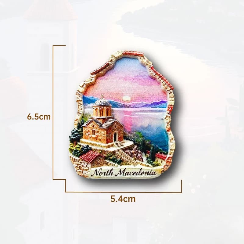 Aimant de réfrigérateur de la Macédoine du Nord - Charmant souvenir de maison de coucher de soleil 3