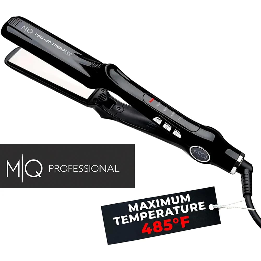 Fer à lisser professionnel MQ en titane plat Bivolt 480 ° Conception anatomique F Turbo, ultra-lisse