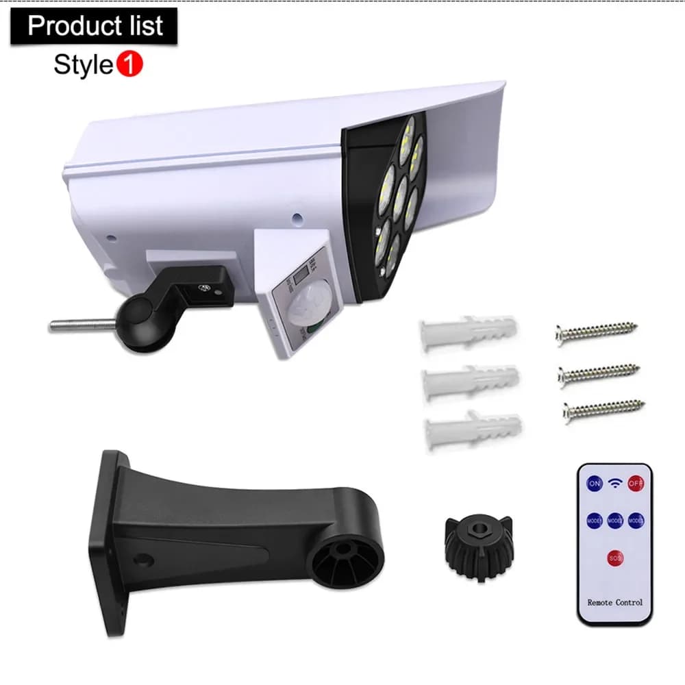 Lumière solaire extérieure capteur de mouvement sécurité caméra factice sans fil projecteur IP65 éta