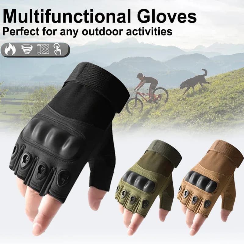 1 paire de gants tactiques sans doigts pour hommes – Idéal pour les sports de plein air, le tir, la 