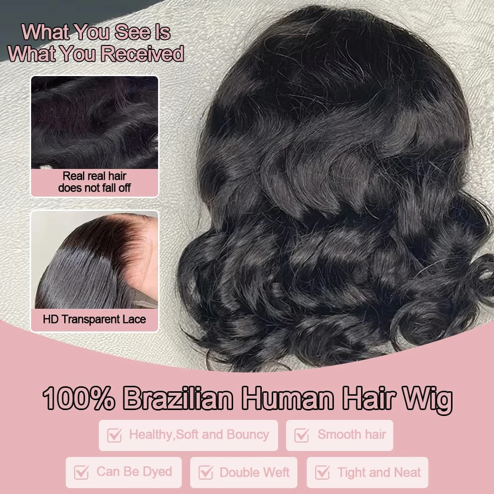 13x6 sans colle HD dentelle avant perruque vague de corps brésilien cheveux humains pré-coupé dentel
