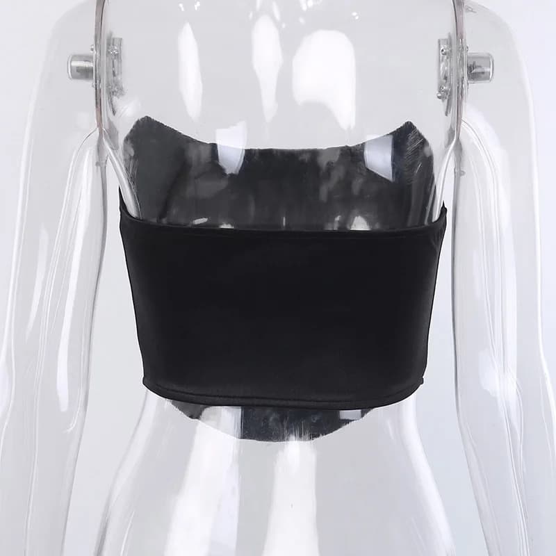 FibrOff-Corset sexy en velours pour femme, sous-vêtement féminin, bustier dos nu, couleur unie