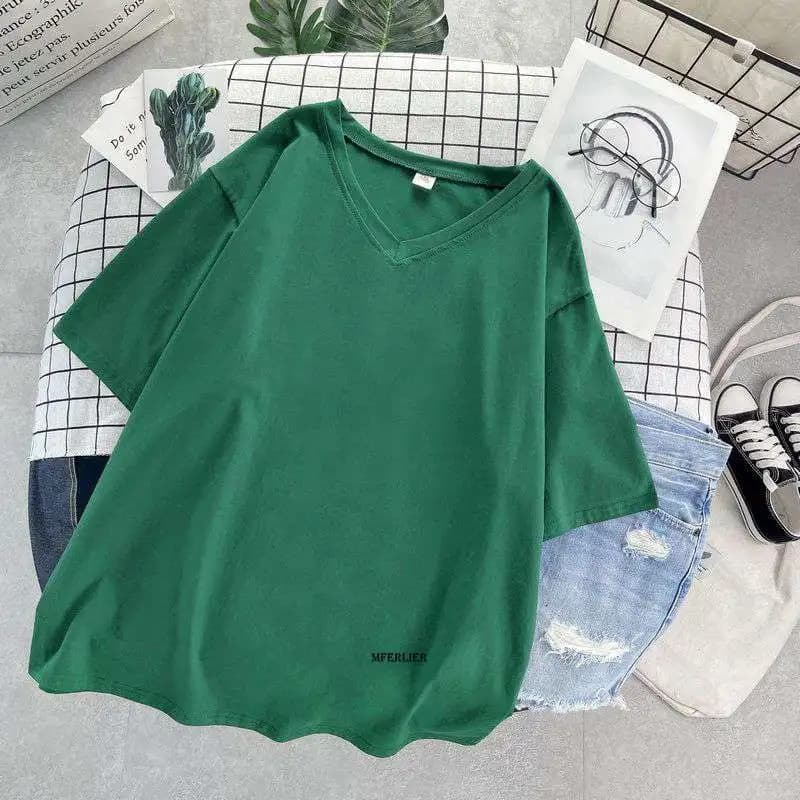T-shirt manches courtes col V femme, estival et décontracté, en coton, noir, grande taille 6XL 150kg