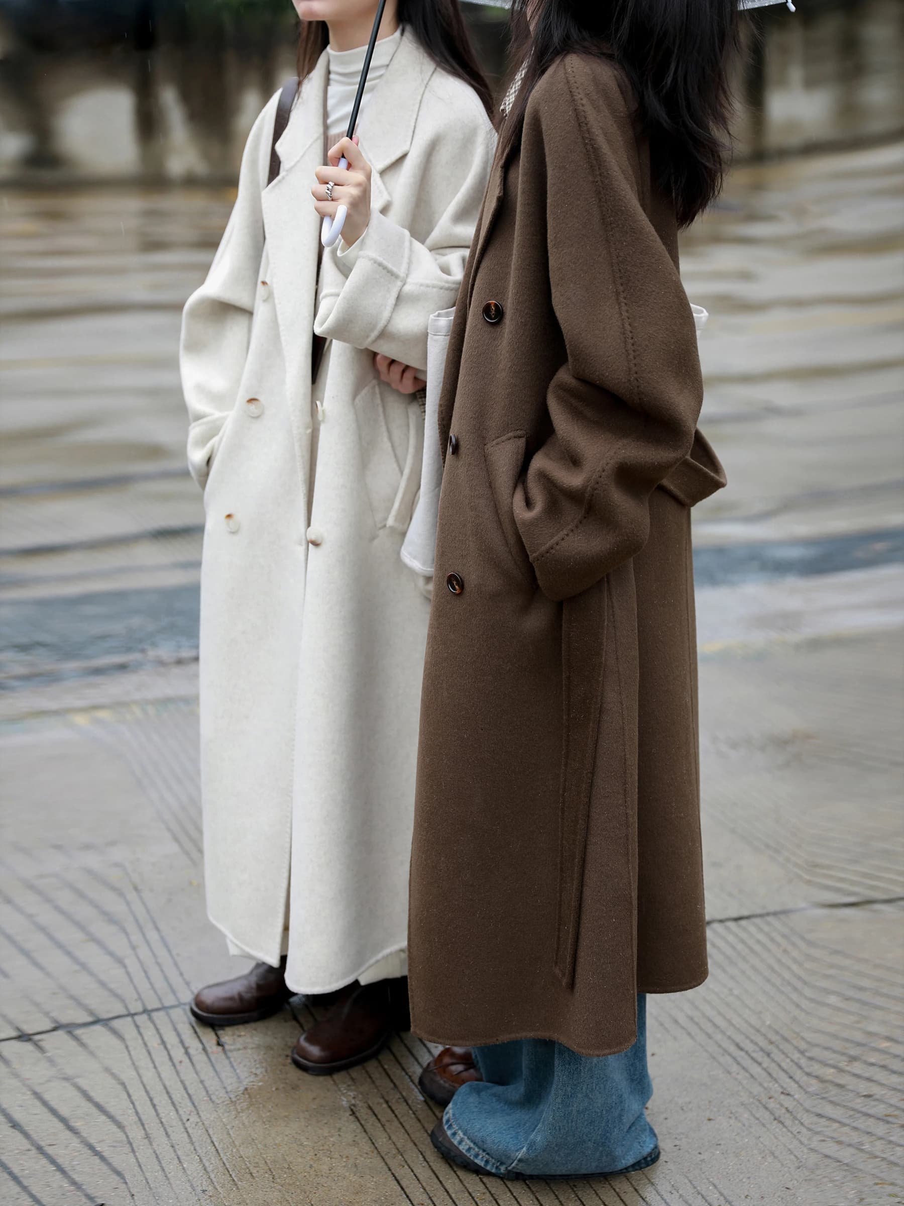 CHIC VEN femmes Long manteau en laine ample décontracté Double face vêtements de dessus pour femmes 