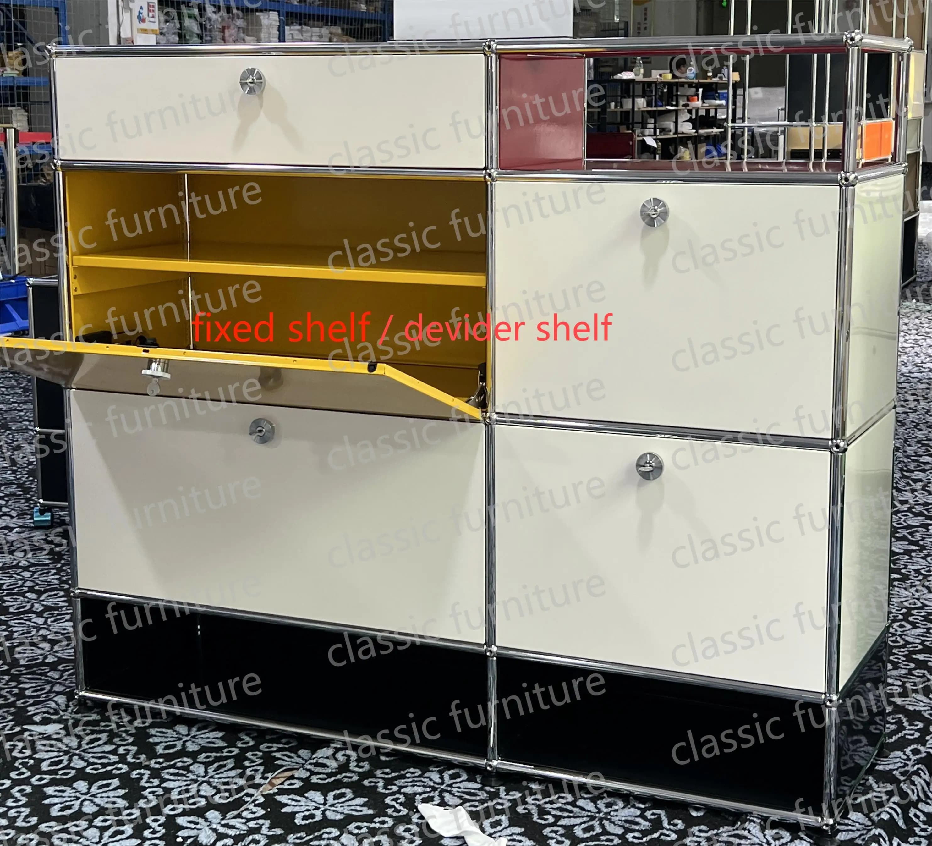 Meubles modulaires personnalisés en métal et acier inoxydable, armoire de rangement, buffet, étagère