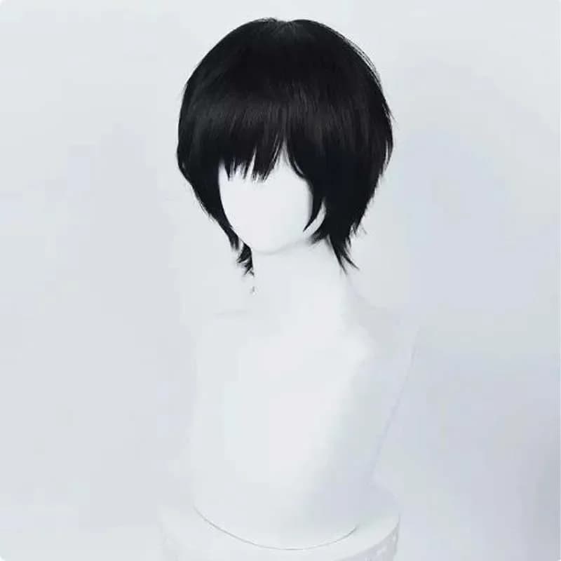 Yoshida Hirofumi Anime Chainsaw Cosplay Perruque, Cheveux Synthétiques, Noir, Court, Degré de Chaleu