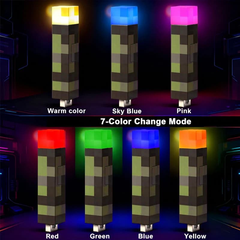 MC Games Mini torche périphérique lumière LED porte-clés pendentif Pixel torche lampe de poche lumiè