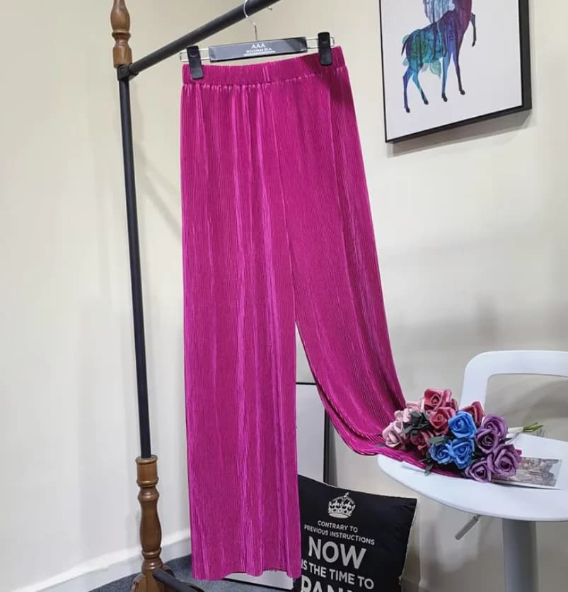 Pantalon plissé taille haute décontracté pour femme grande taille, pantalon large d'été, pantalon pl