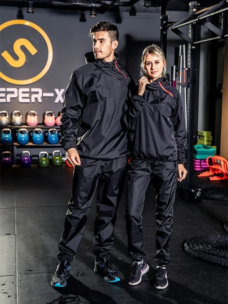 Combinaison de Sauna pour femmes et hommes, ensemble de vêtements de sport, pull à capuche, hauts de