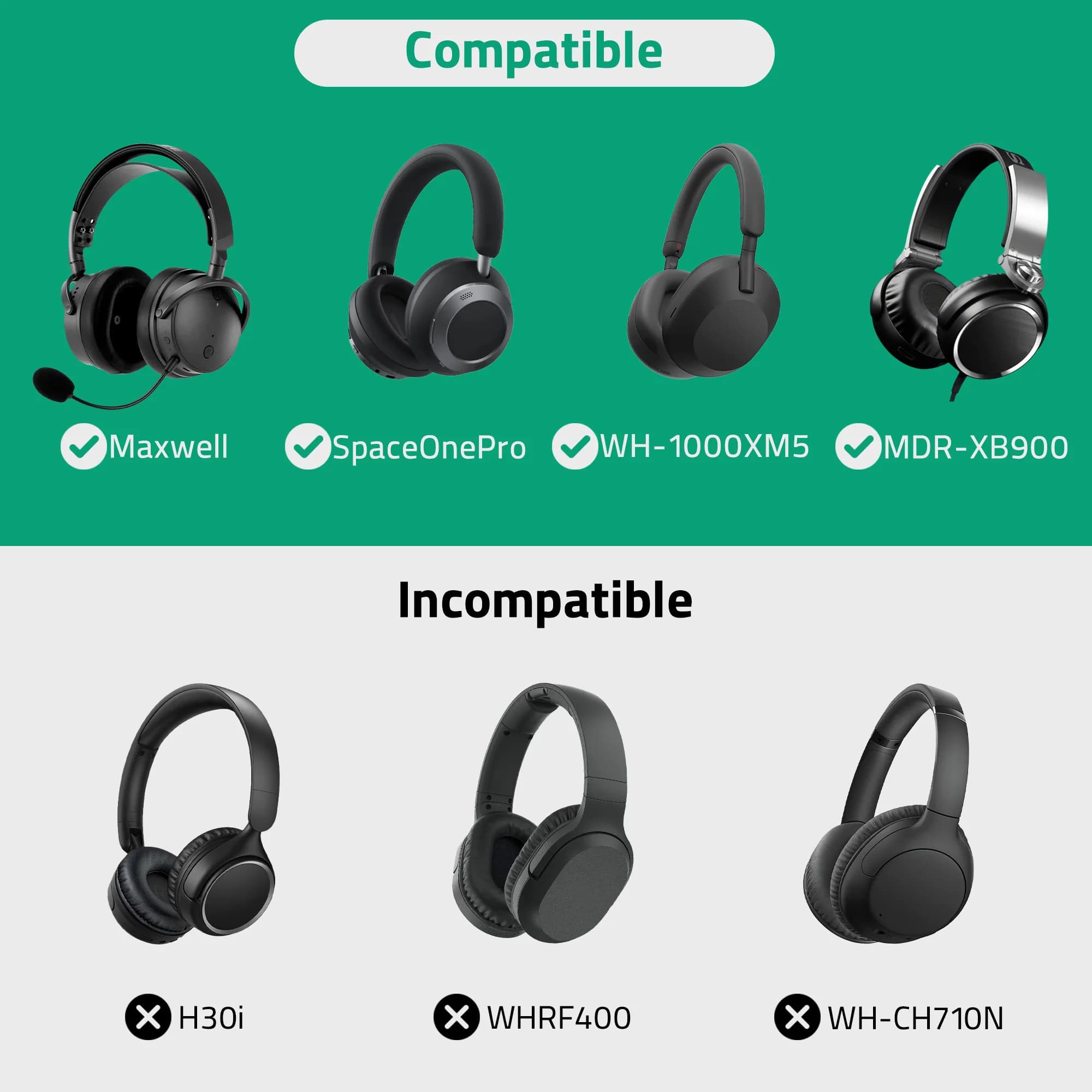 Étui pour casque Geekria compatible avec Audeze Maxwell, ATH-M50x, WH-1000xm5, casques Soundcore Spa