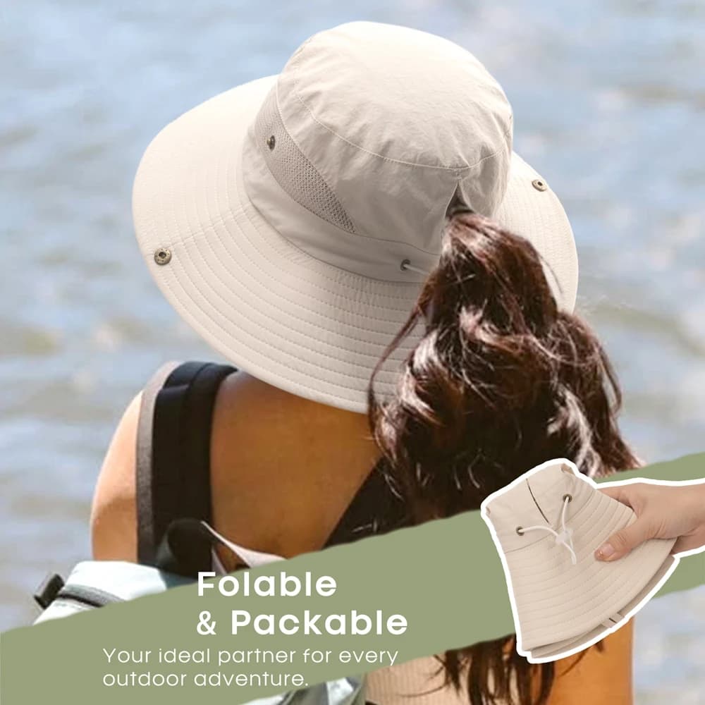 FURTALK Chapeau de soleil pour femme plage été large bord UPF 50+ Protection extérieure pliable lége