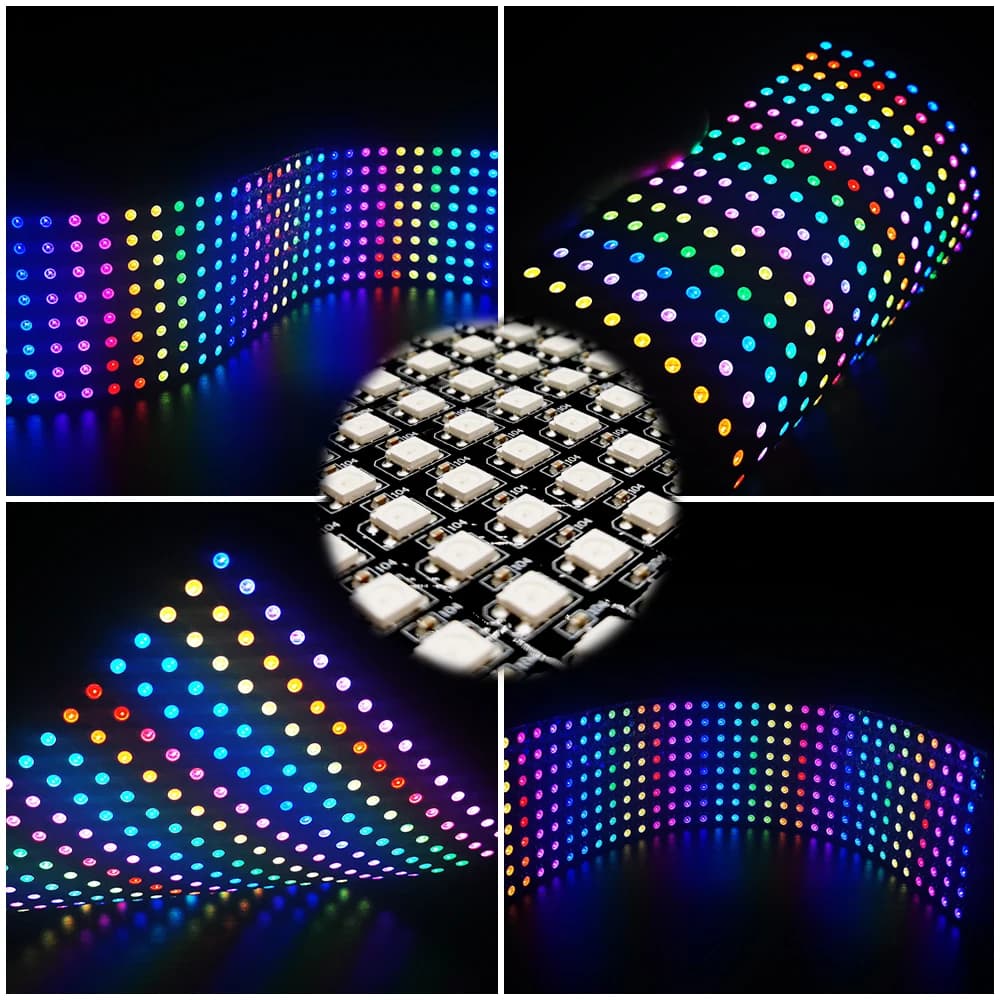 Panneau LED adressable individuellement DC5V WS2812B, module d'écran matriciel numérique flexible RG