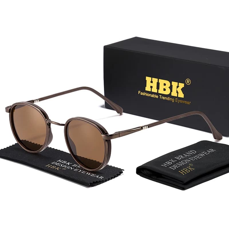 HBK TRetro Punk lunettes de soleil polarisées pour hommes conception ronde à la mode UV400 unisexe l