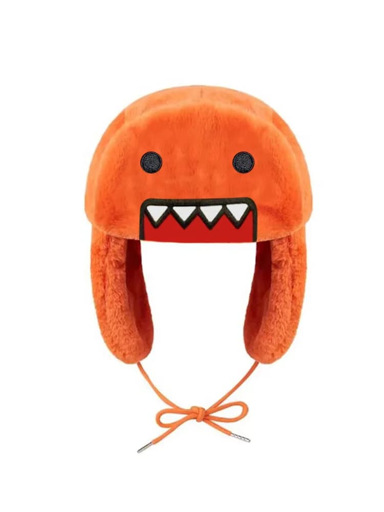 Chapeau Lei Feng en coton double couche avec broderie de dessin animé, en polaire corail, coupe-vent