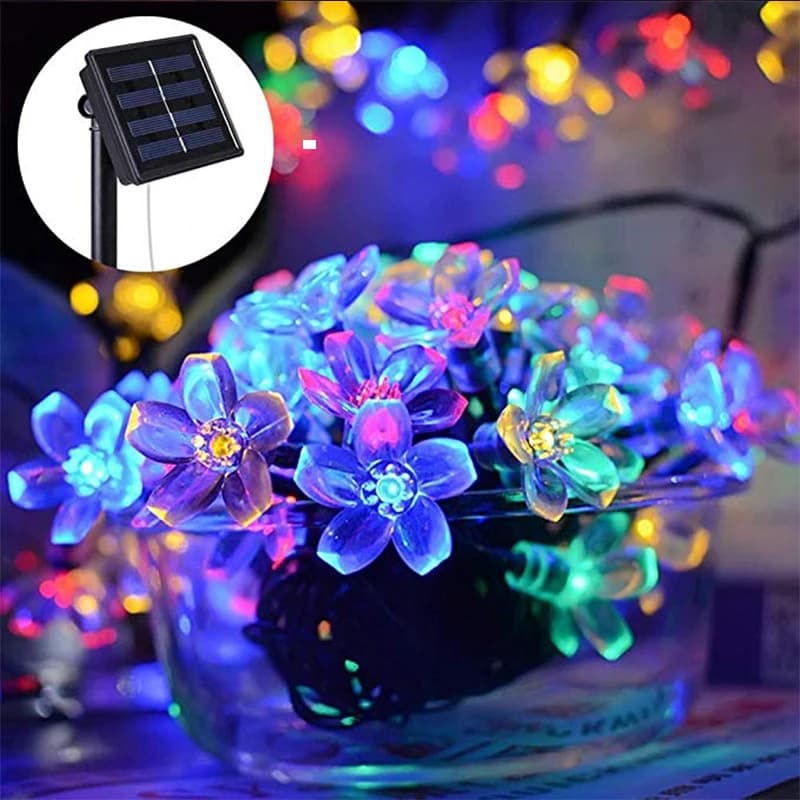 Guirlande solaire d'extérieur étanche à 20led, 5M, 8 modes, fonctionne à piles, fleur de cerisier, d