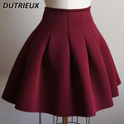 Jupe courte plissée de Style coréen, taille haute, Base Slim, pour femmes, jupe noire en coton pour 