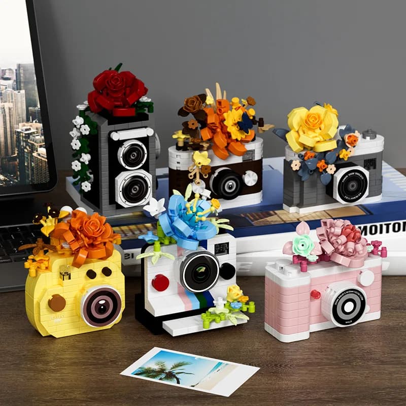 Ensemble de blocs de construction de modèle de fleur de miroir d'appareil photo reflex-jouet éducati
