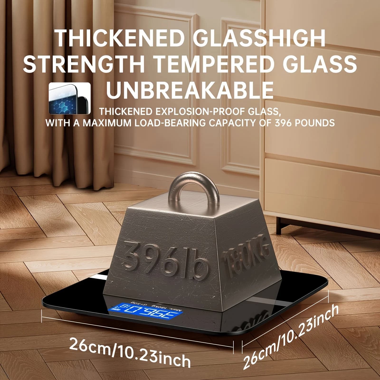 Balance numérique de haute précision : capacité de 396 lb/180 kg, grand indicateur LCD de batterie f