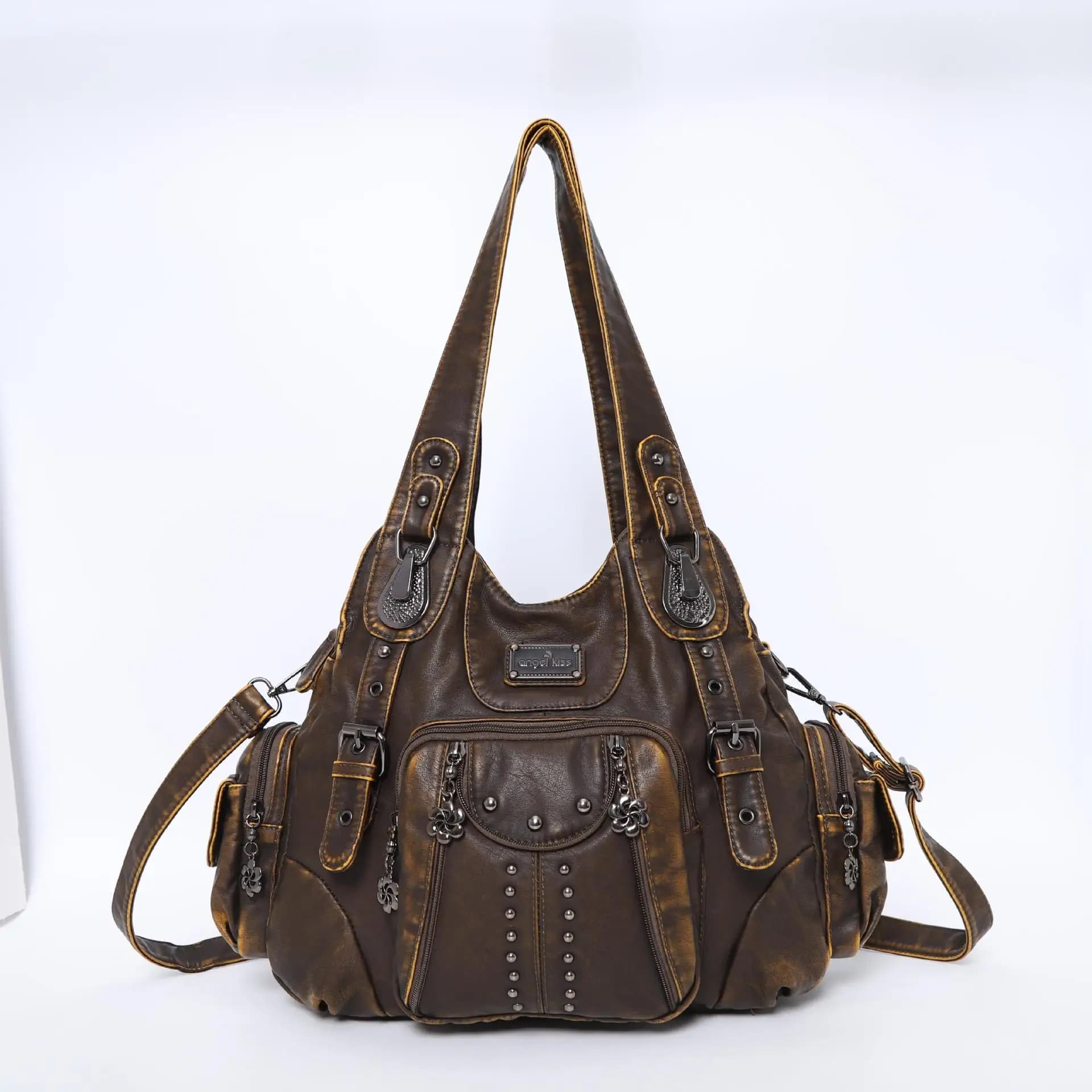 Sac à main vintage pour femme, grand sac fourre-tout en PU avec poignée supérieure, sac à bandoulièr