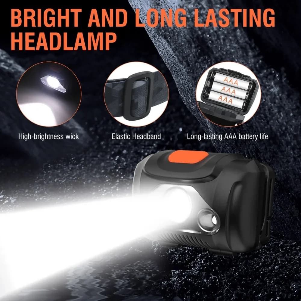 BORUiT H09 LED Mini lampe frontale blanc rouge ABS phare IPX4 étanche tête torche utiliser AAA batte