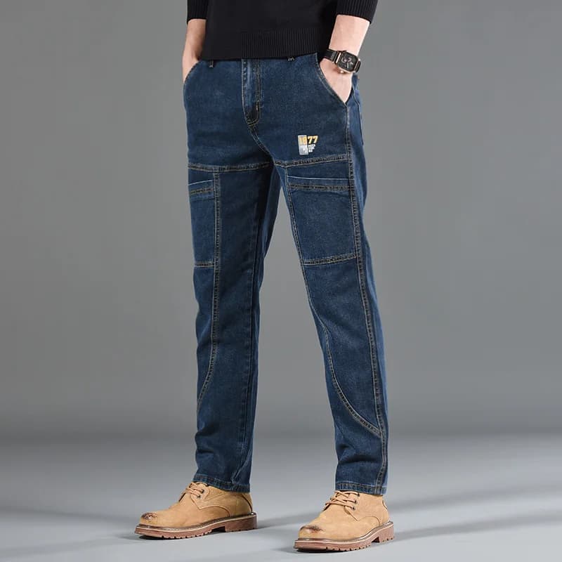 Jean imprimé à Six poches pour hommes, petit Style coupe droite, vêtements décontractés et confortab