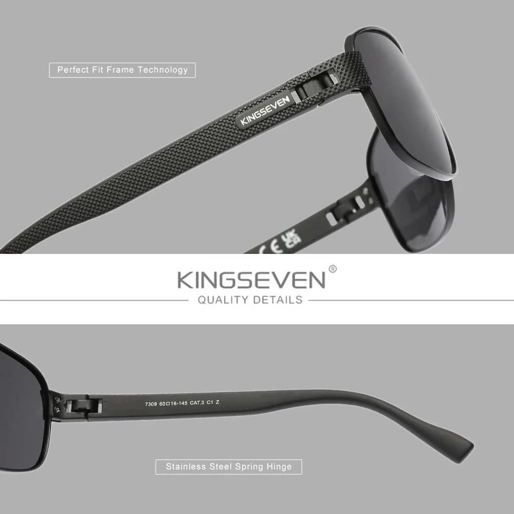 KINGSEVEN hommes lunettes de soleil polarisées UV400 mode Vintage rétro Rectangle classique lunettes