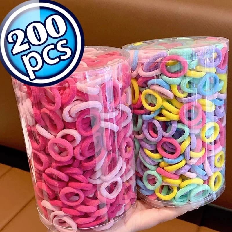 Bandes élastiques colorées en Nylon pour femmes et filles, 200 pièces, pour queue de cheval, petites