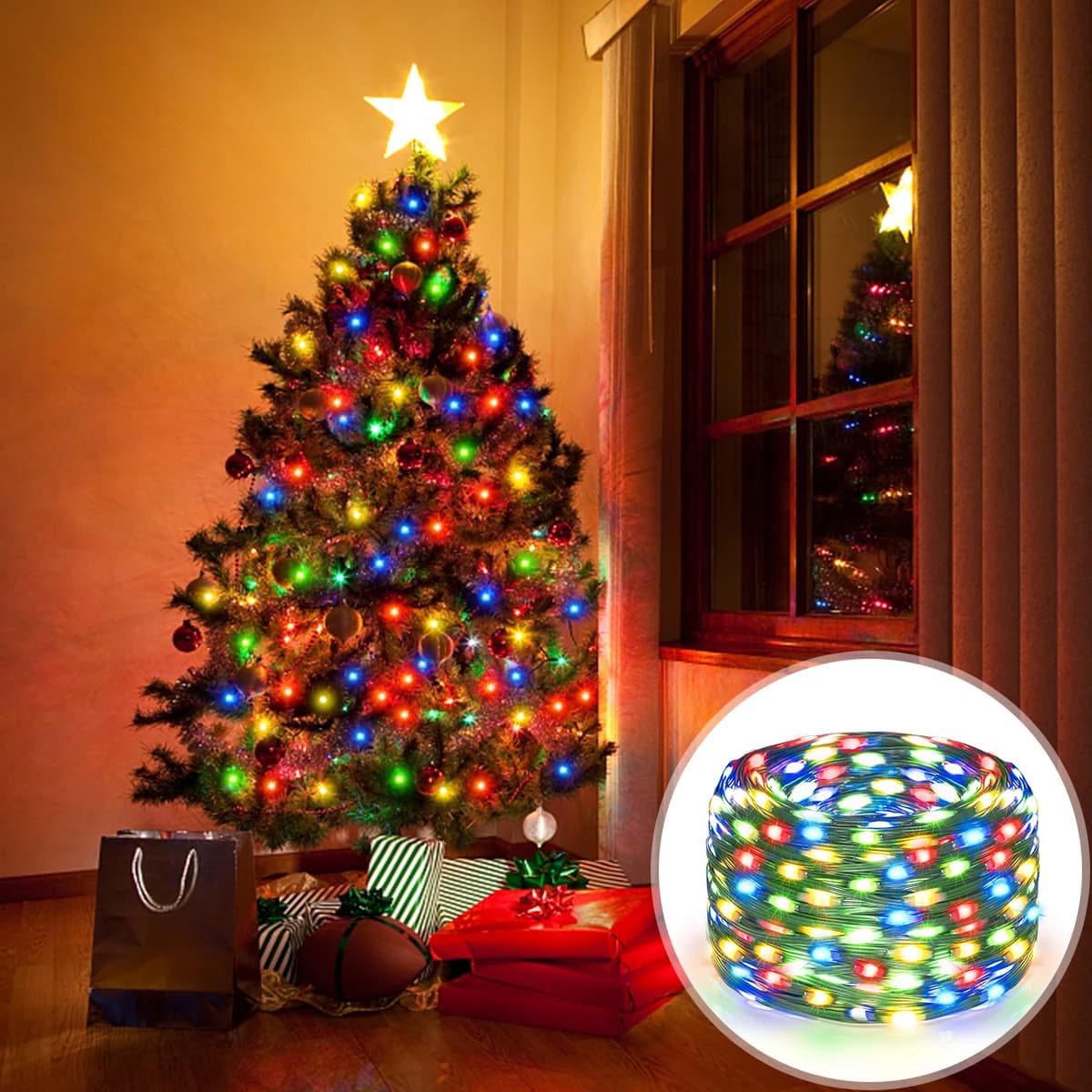 100M 50M guirlande solaire extérieure lumières en cuir LED chaîne fée lumière guirlande étanche haut