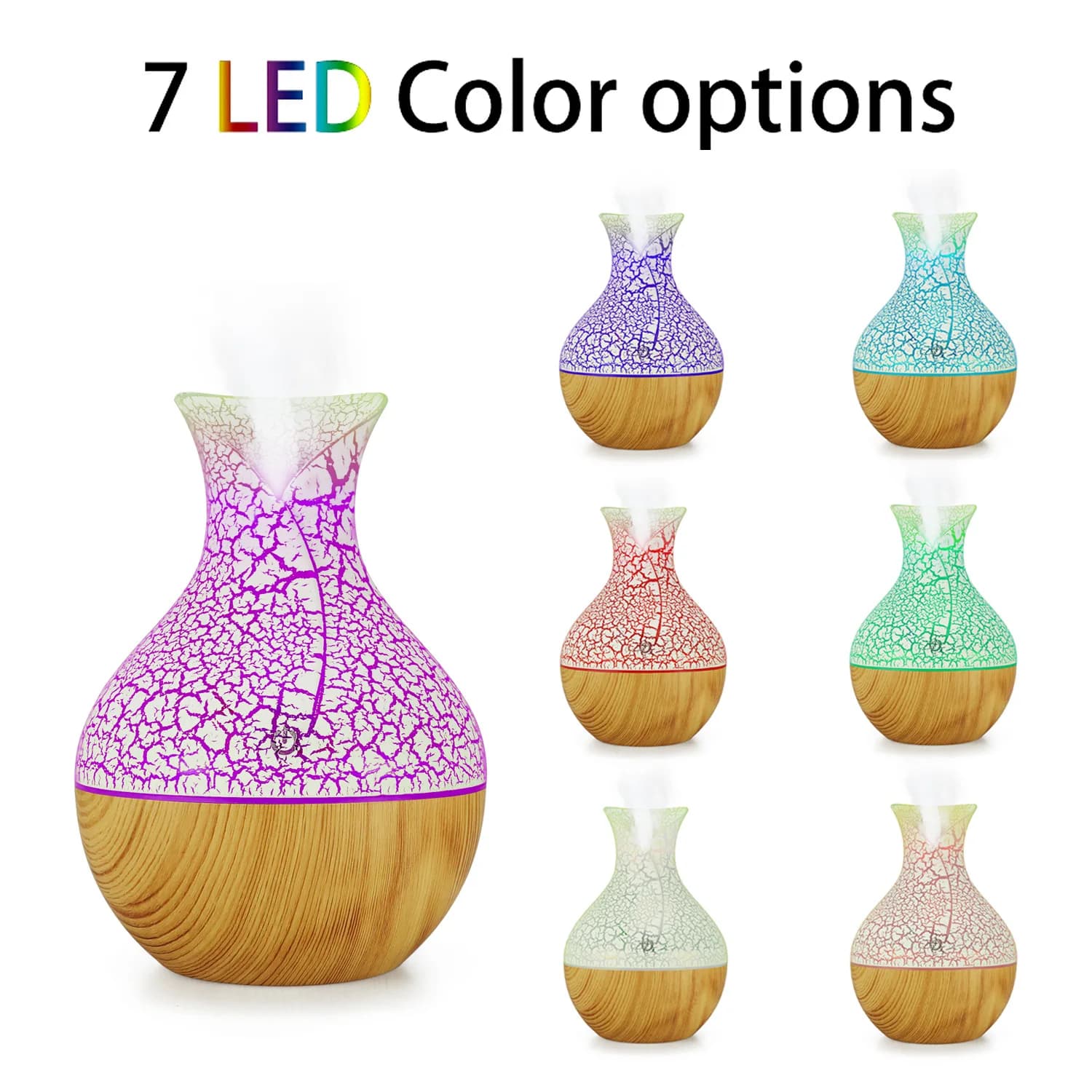 Humidificateur d'air à effet craquelé 7 couleurs, mécanique, domestique, à buse unique, diffuseur d'