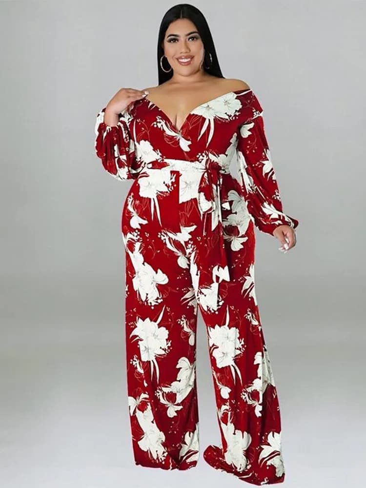 Combinaison une pièce pour femmes, combinaison à manches longues, imprimé, ample, grande taille, ven