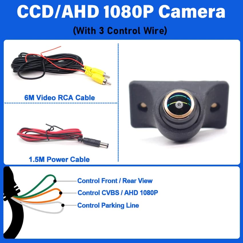 Caméra de recul AHD1080P pour vue latérale, arrière et avant, caméra de recul CVBS, vision nocturne 